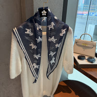 Korean Style Triangle Scarf for Women, Versatile Imitation Silk Printed Shawl, Decorative Neck Scarf