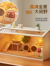 Solid Wood Pet Breeding Cage for Hamsters, Birds, and Small Animals with Thermostatic Control