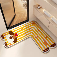 L-Shaped Diatomaceous Earth Bathroom Mat with Non-Slip Rubber Backing, Super Absorbent Quick Dry Floor Mat for Toilet and Entryway