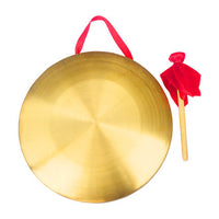 Copper Gong Set with Mallet for Performances, Warning, and Musical Instruments