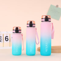 Gradient Frosted Water Bottle with Straw, Large Capacity Portable Sports Water Jug for Summer