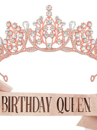 Birthday Queen Crown and Sash Set for Party Decorations