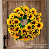 Sunflower Wildflower Spring Wreath for Front Door Decor