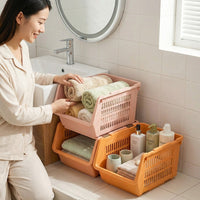 Thickened Plastic Rolling Storage Basket for Living Room, Kitchen, and Toys