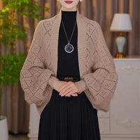 Women's Knitted Plaid Shawl Scarf, Warm Neck Protection, Versatile Outer Cardigan