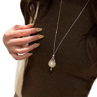 Dreamcatcher Pearl Pendant Necklace with Detachable Netting and Rhinestones, Luxury Sweater Chain for Women