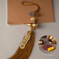 Feng Shui Brass Gourd Pendant with Five-Emperor Coins for Door-to-Door Placement