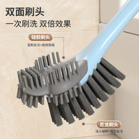 Silicone Toilet Brush with Holder, Wall-Mounted, Long Handle, Deep Cleaning for Bathroom