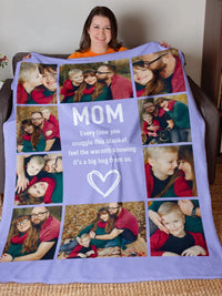 Personalized Photo Collage Flannel Blanket for Mother's Day, Birthdays, Christmas