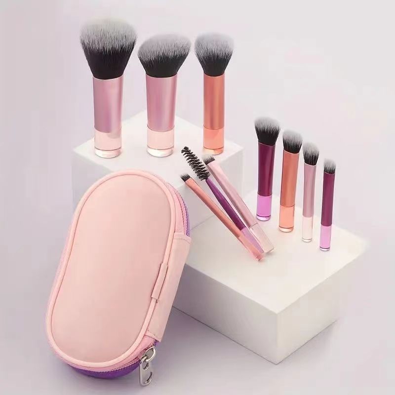10-Piece Crystal Handle Makeup Brush Set for Travel - Powder, Contour, Blush, Eyeshadow