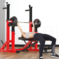 Adjustable Half Rack Squat Stand with Barbell Set for Home Gym Weightlifting
