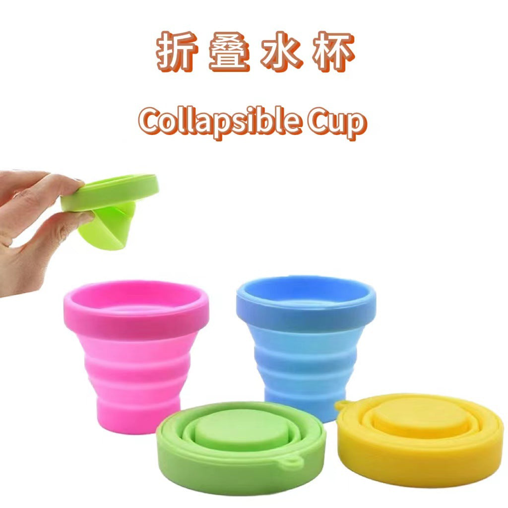 Collapsible Silicone Travel Cup with Lid for Outdoor Camping and Picnic