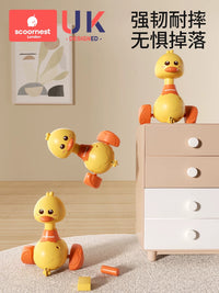 Baby Press-and-Go Wobbling Duck Toy for Early Learning and Crawling Development, 6-12 Months