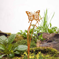 Rustic Iron Garden Stake Decor - Butterfly, Sun, Bee, Bird Designs for Yard & Planter