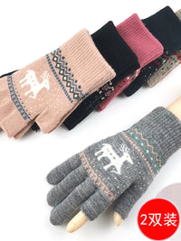 Women's Winter Fingerless Touchscreen Knit Gloves - Warm & Stylish for Driving, Cycling, and Daily Wear