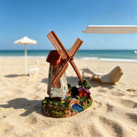Dutch Windmill Miniature Resin Ornament European Pastoral Architectural Model Desktop Decor