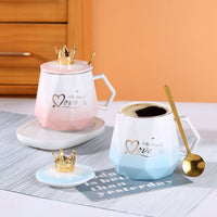 Ceramic Couple Coffee Mug Gift Set with Heart Design, 400ml