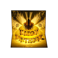 3D Pop-Up Birthday Cake Greeting Card with Music & Lights, Handmade Paper Sculpture for Loved Ones
