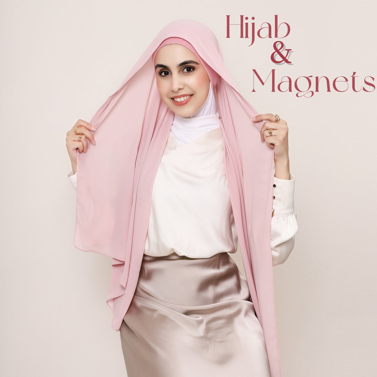 Solid Color Chiffon Headscarf with Magnetic Closure