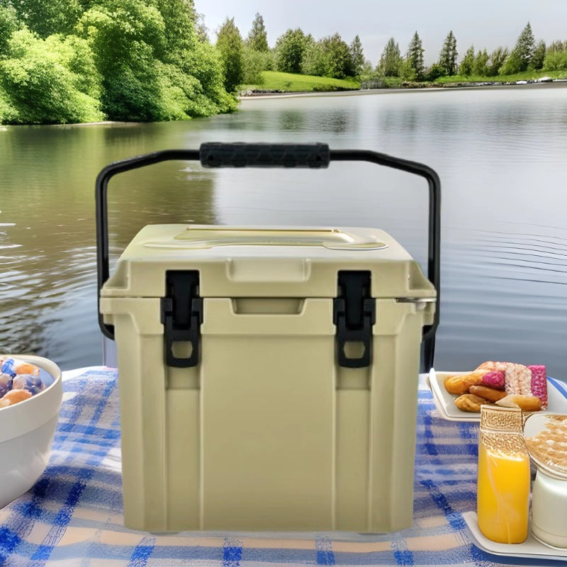 15QT Rotomolded Insulated Cooler Box for Camping, Hiking, and Travel - Portable and Waterproof