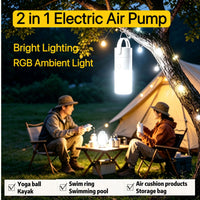 Portable Multifunction Air Pump with RGB Ambient Light & SOS for Outdoor Camping