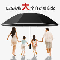 125cm Large 10-Rib Reverse Automatic Umbrella with Reflective Strip, UV Protection, Folding Business Sun Umbrella