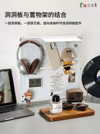 Fuqi Desktop Storage Shelf Double-Layer Iron Art Organizer for Dormitory Bedroom Desk No-Drill Clamp-On Magnetic Pegboard