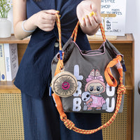 Japanese Style Embroidered Nylon Coin Purse with Keychain for Everyday Use