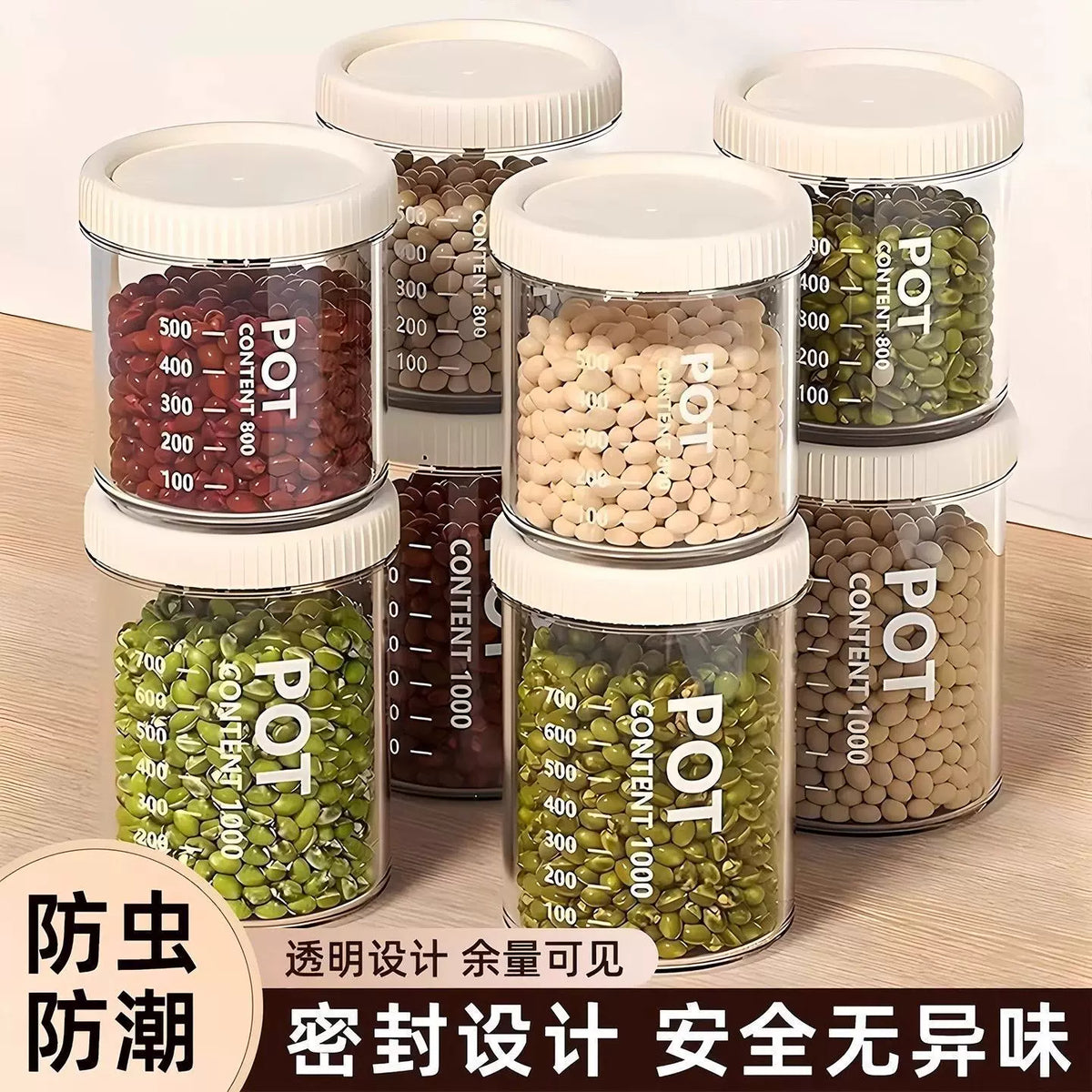 Airtight Food Storage Containers for Kitchen Pantry Organization, Clear Plastic Jars for Grains, Snacks, and Dry Goods