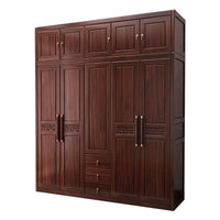 New Chinese Style Wenge Wood Wardrobe Solid Wood Home Bedroom Storage Cabinet High-End Light Luxury Large and Small Apartment Storage Armoire