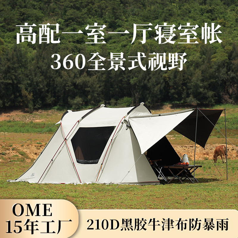 Lvzhyou Outdoor Aluminum Alloy Ridge Tent with Sunshade for Camping and Overnight Rain Protection