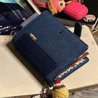 A7 Deep Sea Blue Denim Notebook Planner with Loose-Leaf Pages and Card Holder