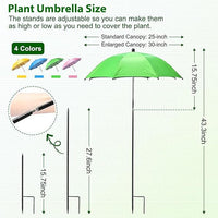 Outdoor Garden Plant Sunshade Umbrella with Shepherd Hook Ground Stake, Waterproof UV Protection Windproof