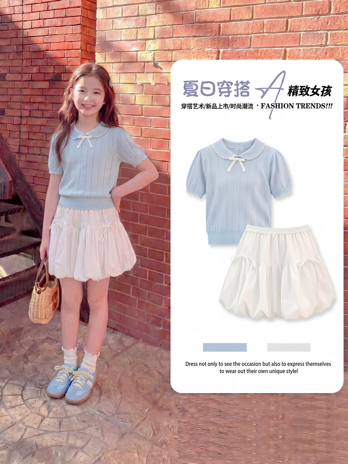 Girls' Polo Shirt & Ruffle Skirt Set - Summer Two-Piece Outfit for Kids