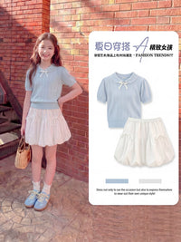 Girls' Polo Shirt & Ruffle Skirt Set - Summer Two-Piece Outfit for Kids