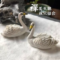 Japanese Zen Garden White Swan Micro Landscape Ornament for Home Decor