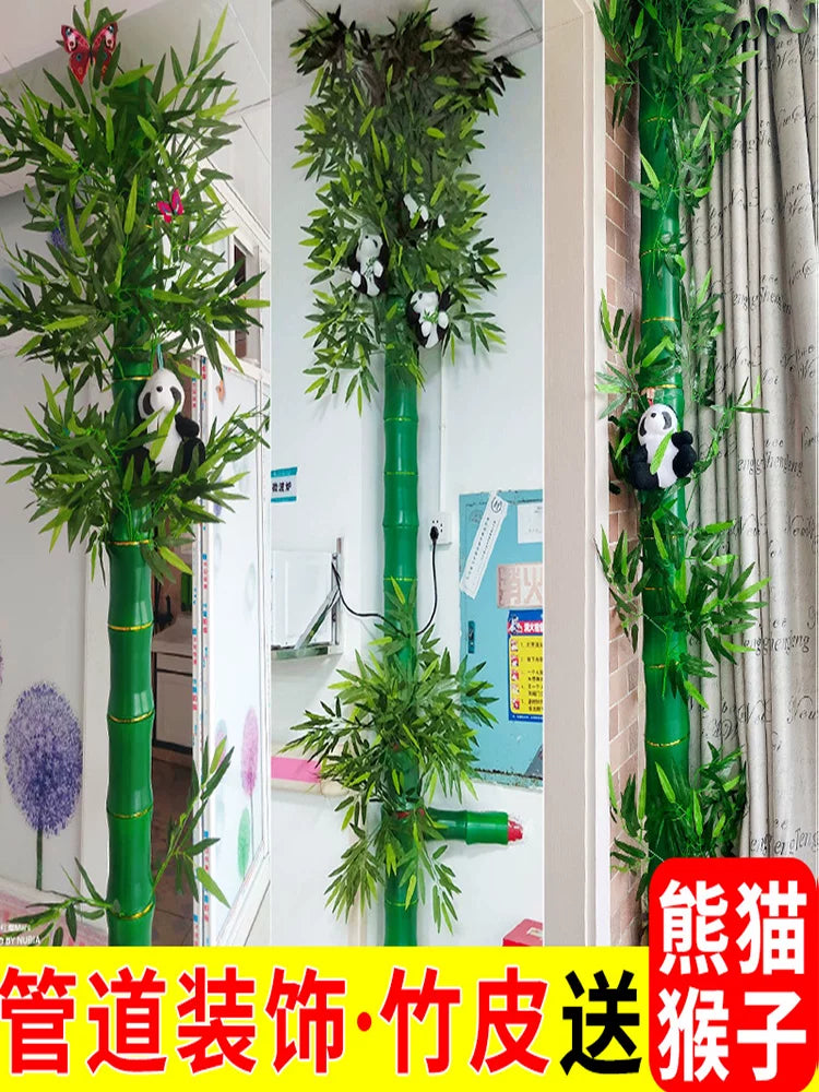 Artificial Bamboo & Birch Vine Pipe Cover Decoration for Indoor/Outdoor Use