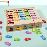 Magnetic Letter & Shape Fishing Game Wooden Montessori Educational Toy for Kids