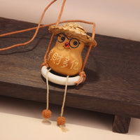 Creative Straw Hat Farmer Gourd Pendant Chicken Swing Bag Car Charm Stress Relief Decor