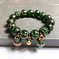 Aromatherapy Ash Glaze Bracelet with Gold Foil Beads and Colorful Glass Beads