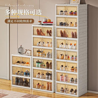 Foldable Clear Shoe Storage Box with Lid - Stackable & Easy Assembly for Home Organization