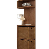 Slim Rattan Nightstand, 17cm/28cm Small Simple Bedside Table Storage Shelf