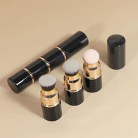 2024 New Mini Portable Detachable 3-in-1 Makeup Brush Set with Cap for Travel - Foundation, Powder, Blush