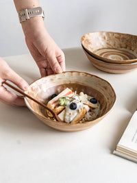 Handmade Irregular Ceramic Bowl for Noodles, Soup, Salad, and Fruit
