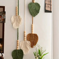 Nordic Leaf Hand-Woven Tapestry Wall Hanging for Room Decor