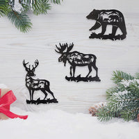 Nordic Metal Hollow Christmas Animal Wall Decor - Bear, Elk, Moose