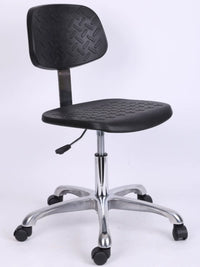 Anti-Static PU Leather Lab Stool with Adjustable Height and Wheels/Footrests