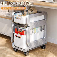 Multi-layer Rolling Cart Bookshelf with Wheels for School Bags and Books, Under Desk Storage Organizer