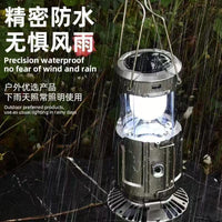 Solar Powered Camping Lantern with Fan, Rechargeable Emergency Light, Portable Tent Lamp