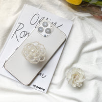 Elegant Rose Pearl Flower Phone Grip Stand for Desk